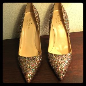 NWOT Kate Spade multicolor glitter heels size 8